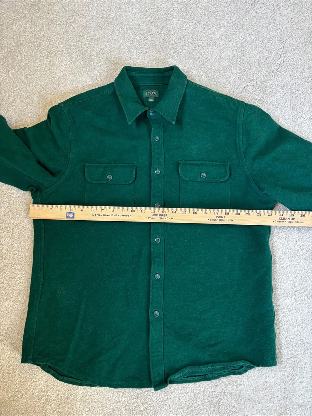 J Crew Heavyweight Chamois Flannel Work Green Button Shirt Soft Cotton Men Large